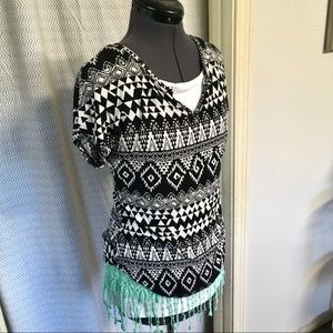 Aztec/tribal print T